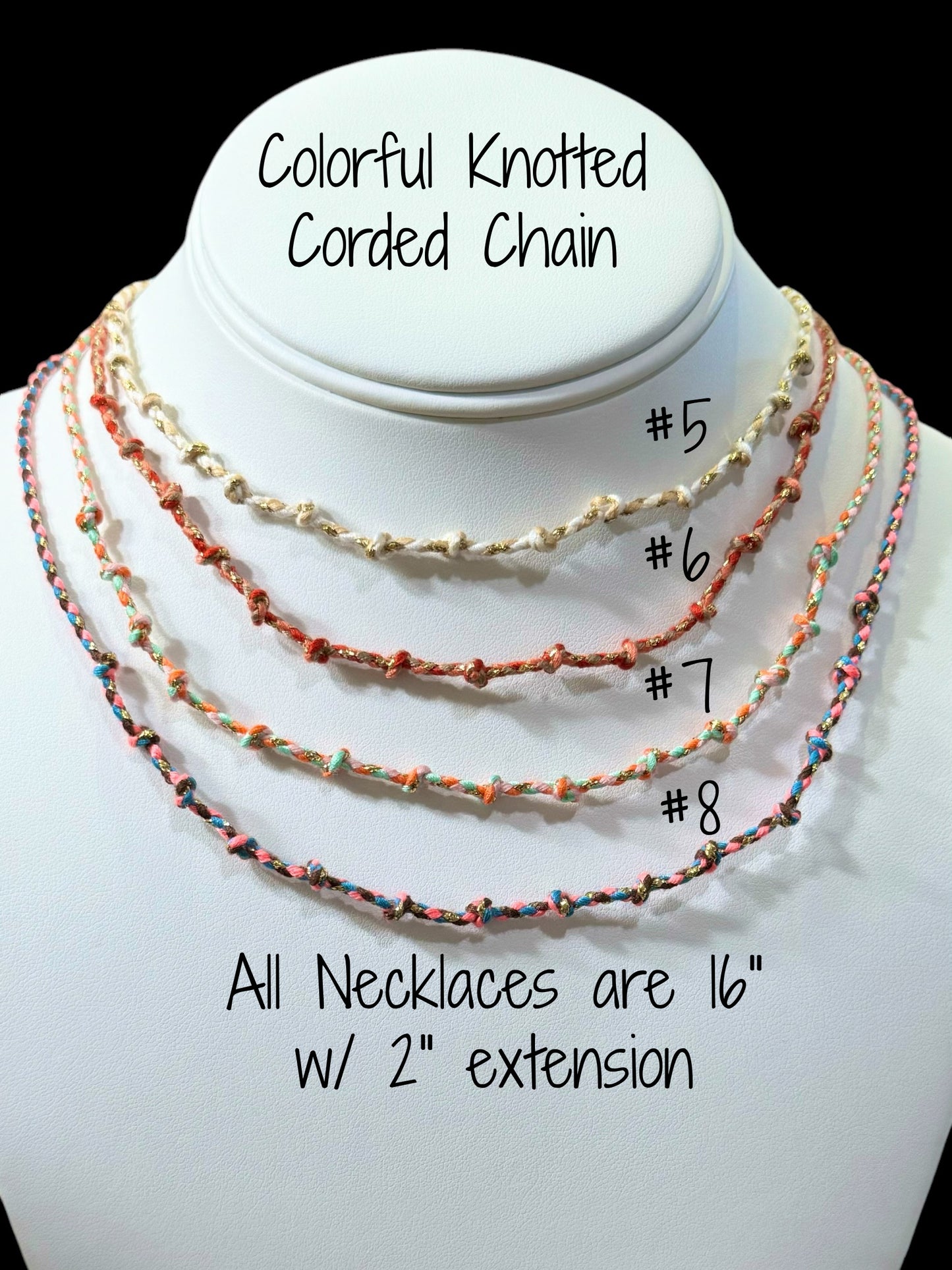 Colorful Knotted Corded Chain