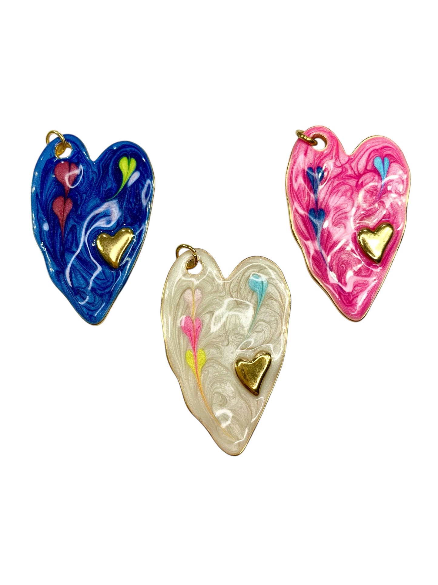 Enamel Heart Charm Pendants