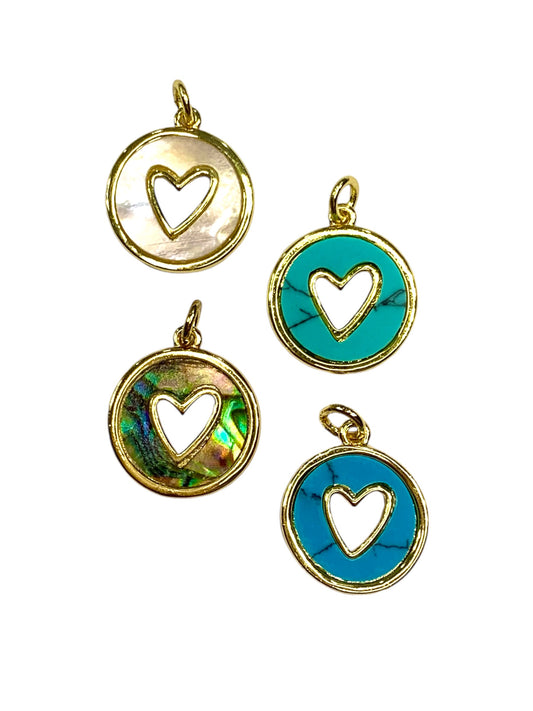 Gemstone Shell Heart Discs