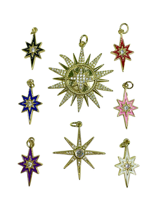 Starburst Enamel CZ Charms