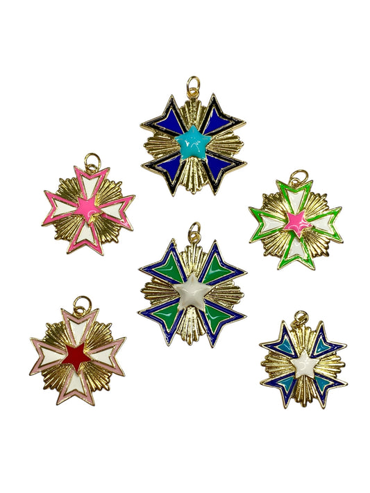 Designer Crest Star Charm Pendants