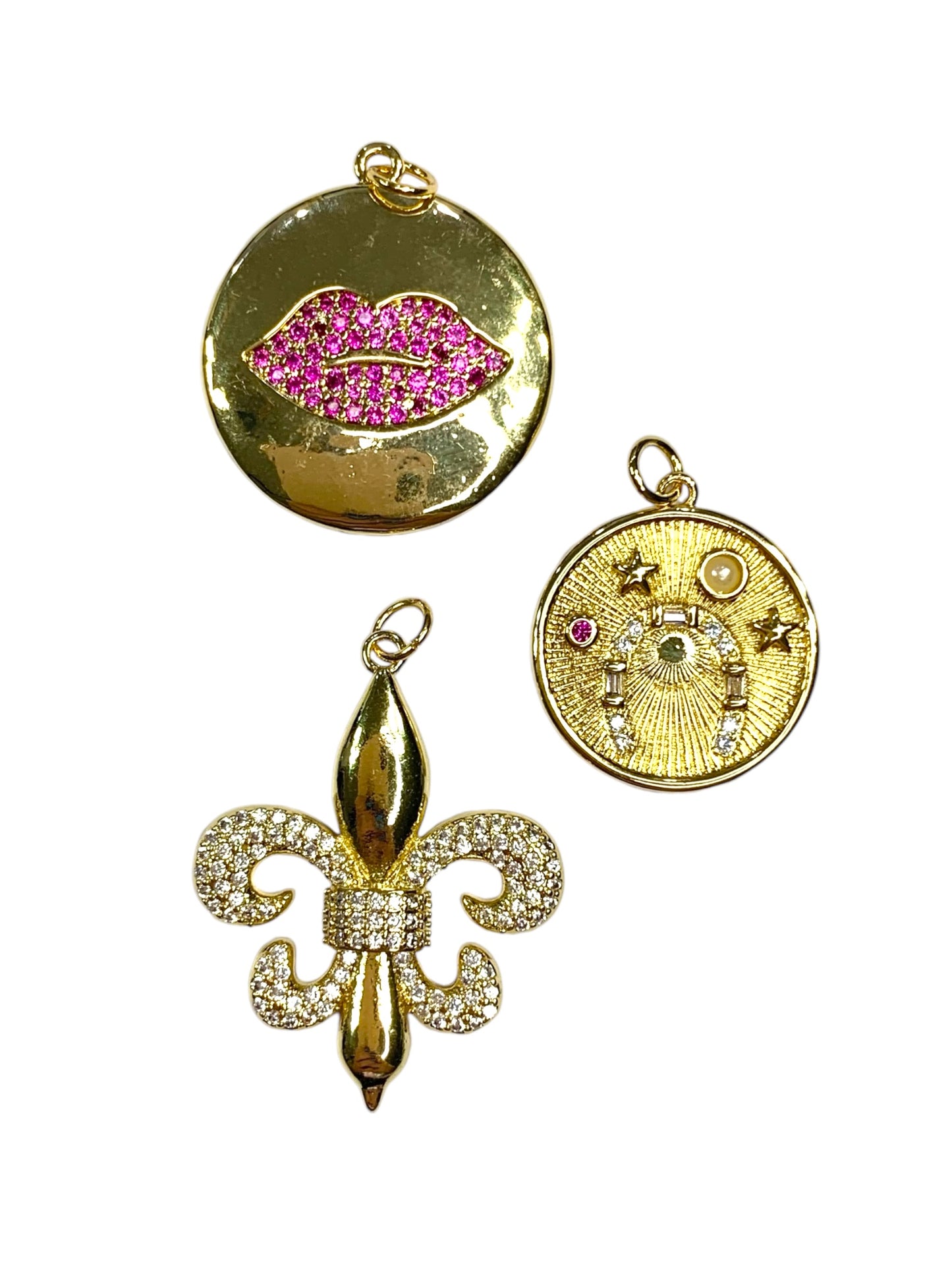 Lips, Fleur De Lis, Horseshoe Charms