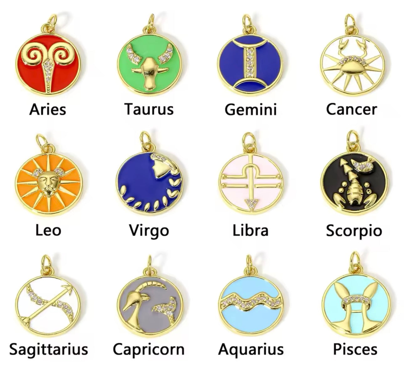 Enamel Zodiac Horoscope Charms