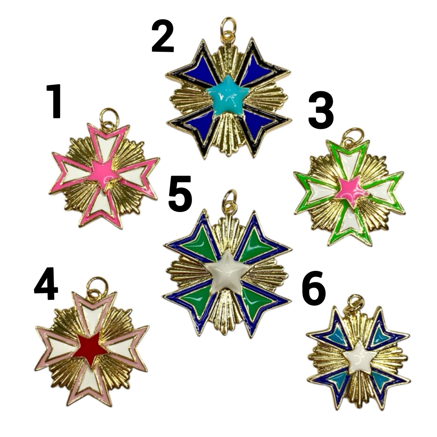 Designer Crest Star Charm Pendants