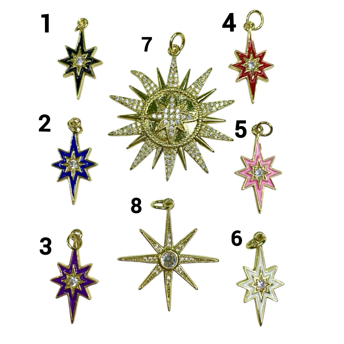 Starburst Enamel CZ Charms