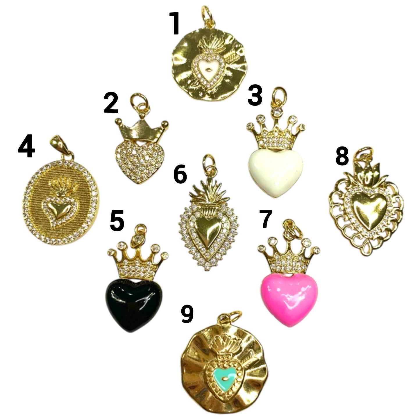 Crown Hearts Charms